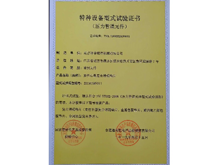 Graphite composite reinforced gasket type test certificate